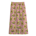 Cute Avocado Pattern Print Cotton Front Slit Maxi Skirt