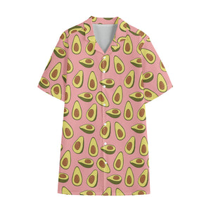 Cute Avocado Pattern Print Cotton Hawaiian Shirt