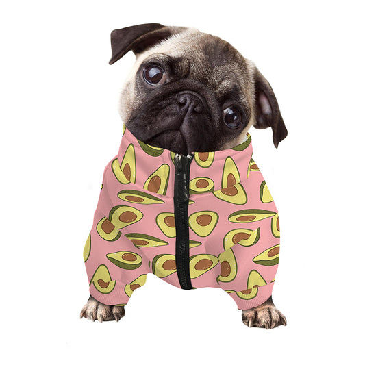 Cute Avocado Pattern Print Dog Zip Up Jacket