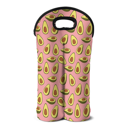 Cute Avocado Pattern Print Double Neoprene Wine Tote