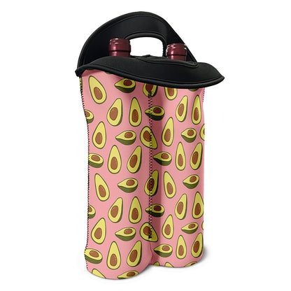 Cute Avocado Pattern Print Double Neoprene Wine Tote