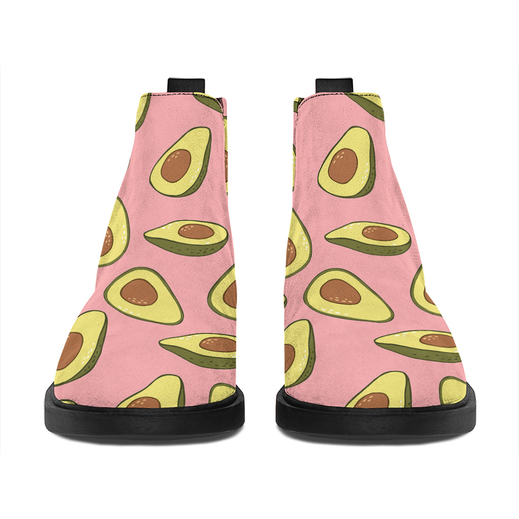 Cute Avocado Pattern Print Flat Ankle Boots