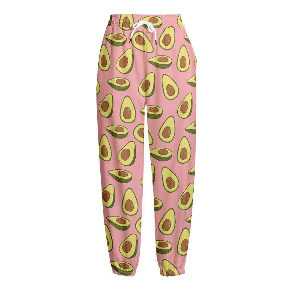 Cute Avocado Pattern Print Fleece Lined Knit Pants