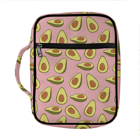 Cute Avocado Pattern Print Front Pocket Bible Bag
