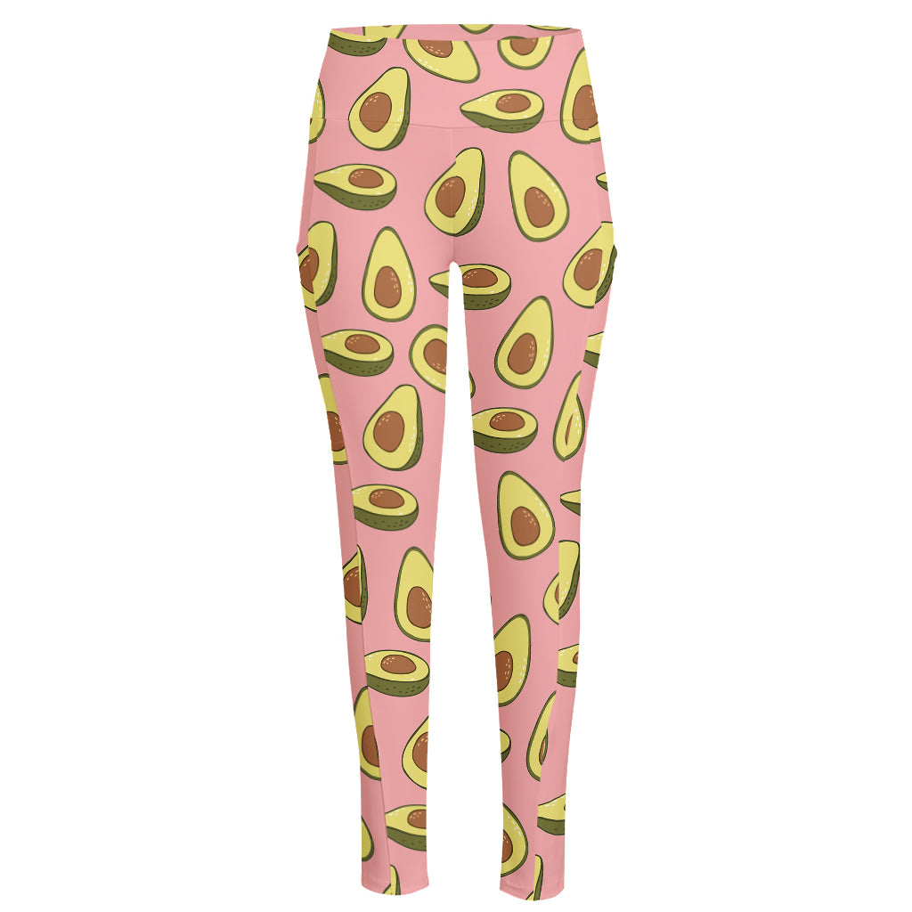 Cute Avocado Pattern Print High-Waisted Pocket Leggings