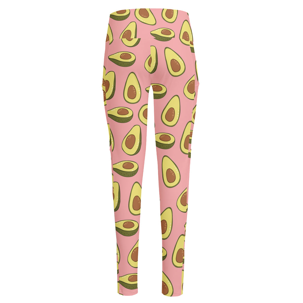 Cute Avocado Pattern Print High-Waisted Pocket Leggings