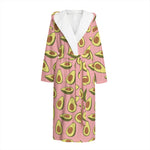 Cute Avocado Pattern Print Hooded Bathrobe