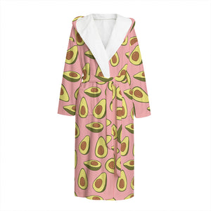 Cute Avocado Pattern Print Hooded Bathrobe