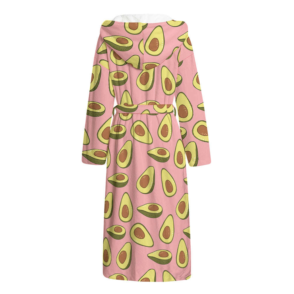 Cute Avocado Pattern Print Hooded Bathrobe