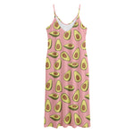 Cute Avocado Pattern Print Jersey Midi Cami Dress