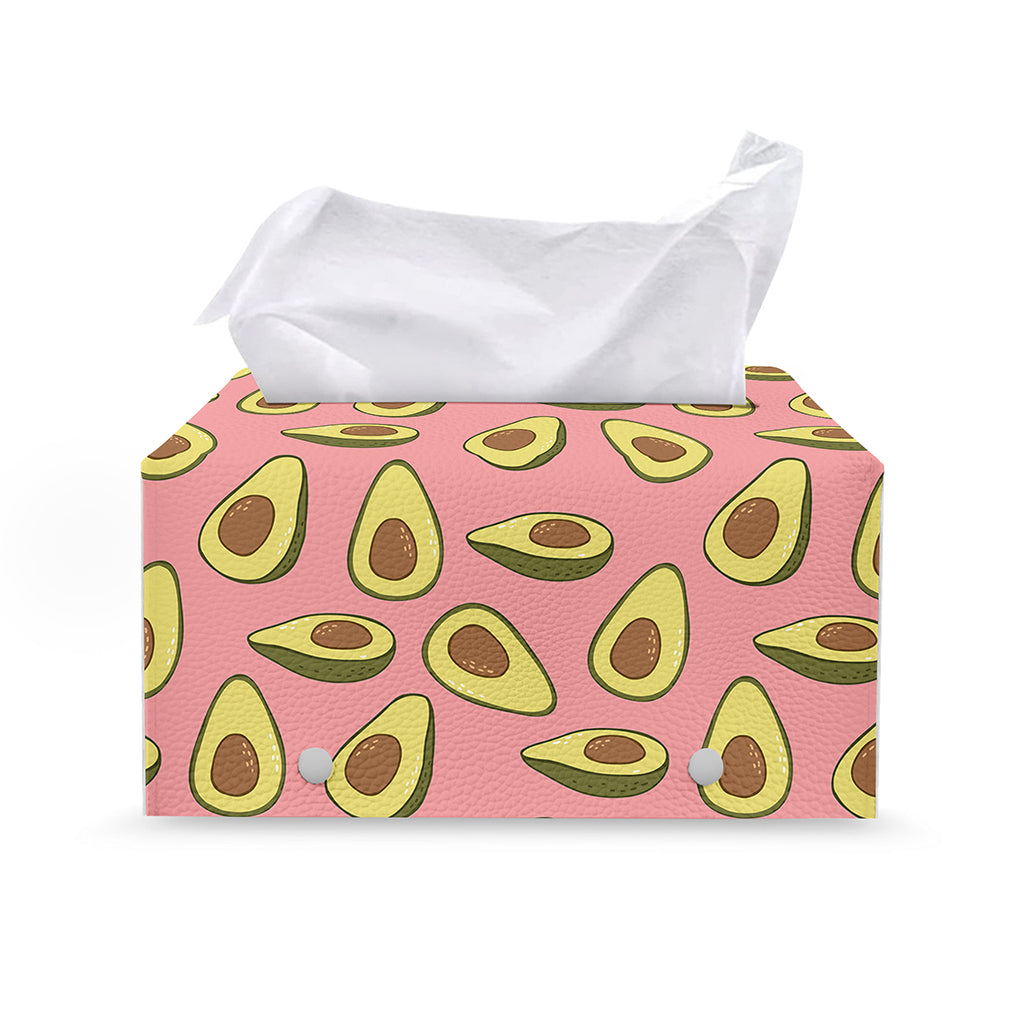 Cute Avocado Pattern Print Leather Tissue Box Cover