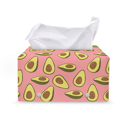Cute Avocado Pattern Print Leather Tissue Box Cover
