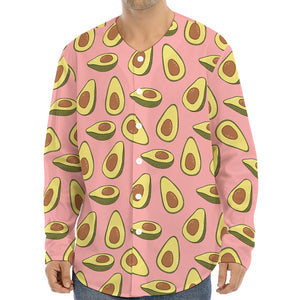 Cute Avocado Pattern Print Long Sleeve Baseball Jersey