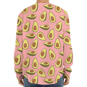 Cute Avocado Pattern Print Long Sleeve Baseball Jersey