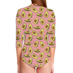 Cute Avocado Pattern Print Long Sleeve Swimsuit