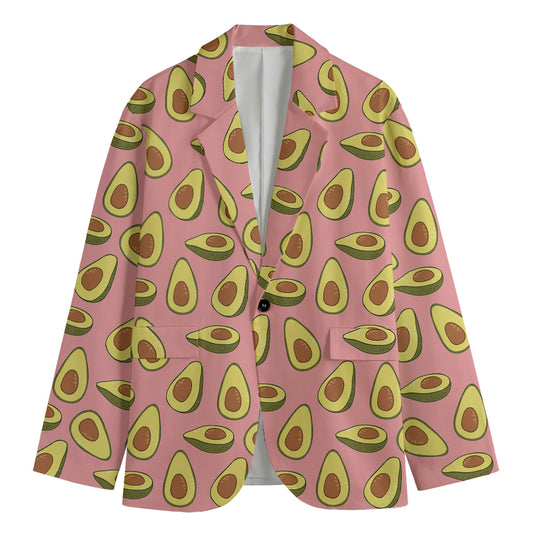 Cute Avocado Pattern Print Men's Cotton Blazer