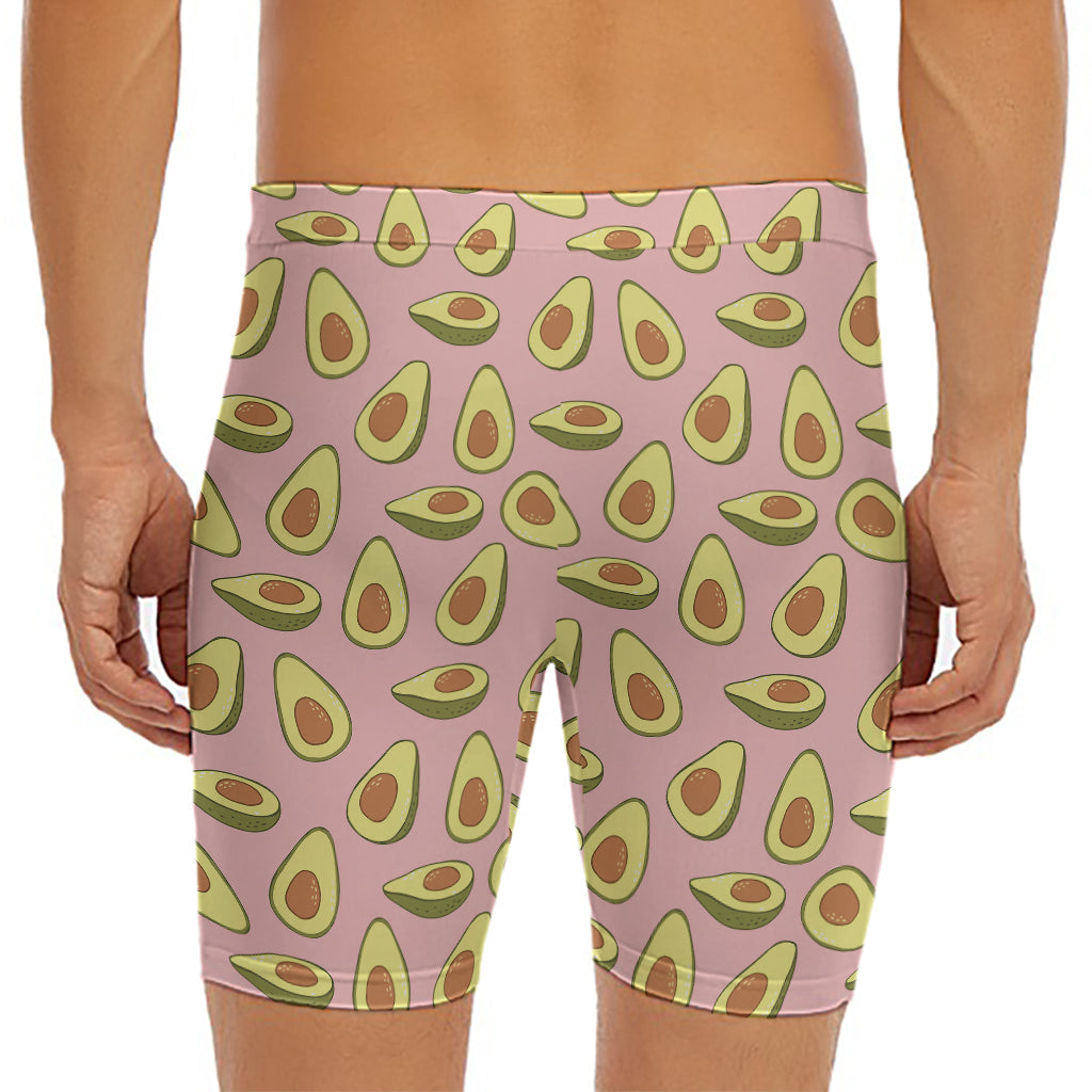 Cute Avocado Pattern Print Men's Long Boxer Briefs