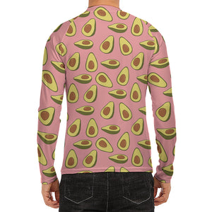 Cute Avocado Pattern Print Men's Long Sleeve Rash Guard