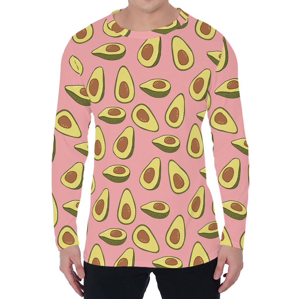 Cute Avocado Pattern Print Men's Long Sleeve T-Shirt