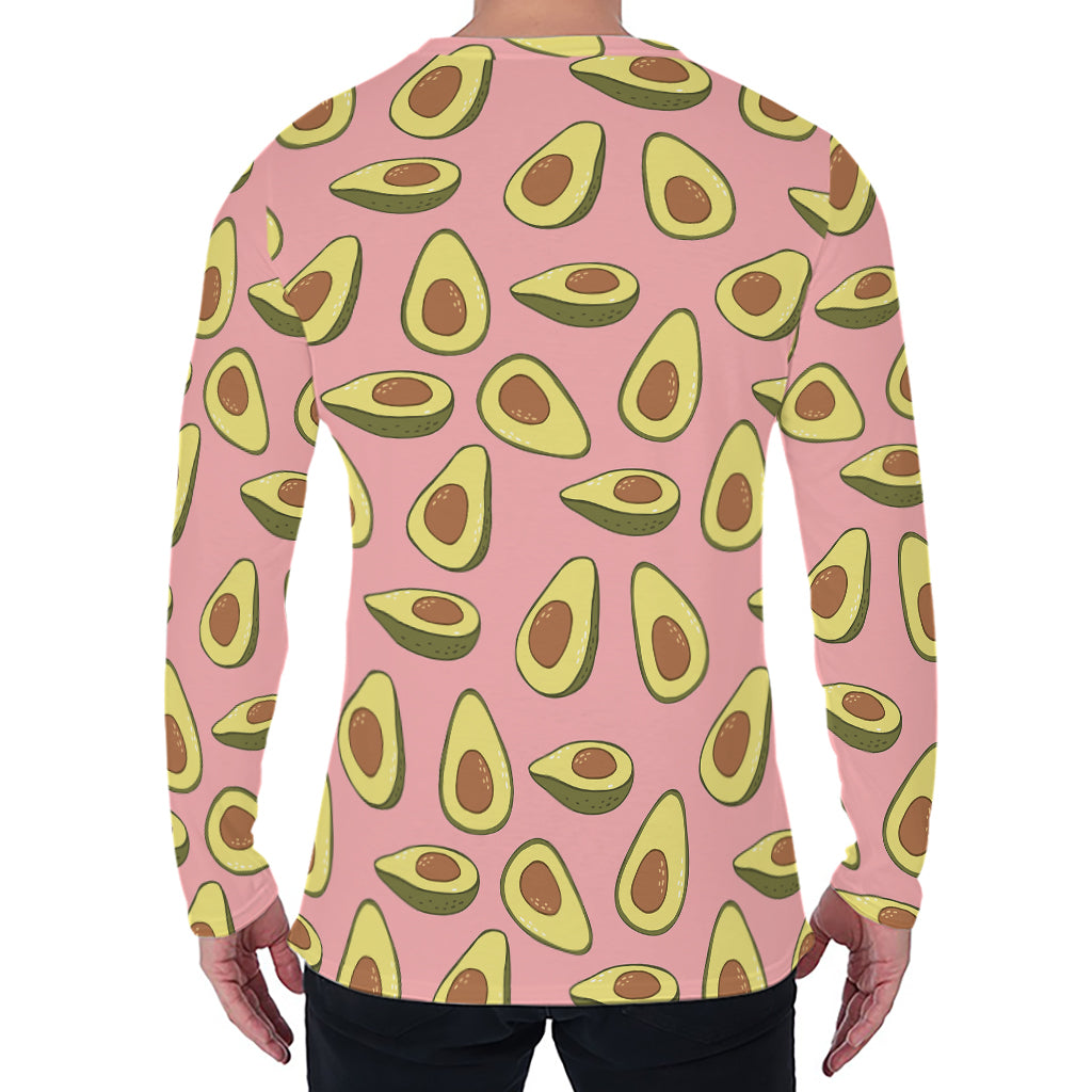 Cute Avocado Pattern Print Men's Long Sleeve T-Shirt