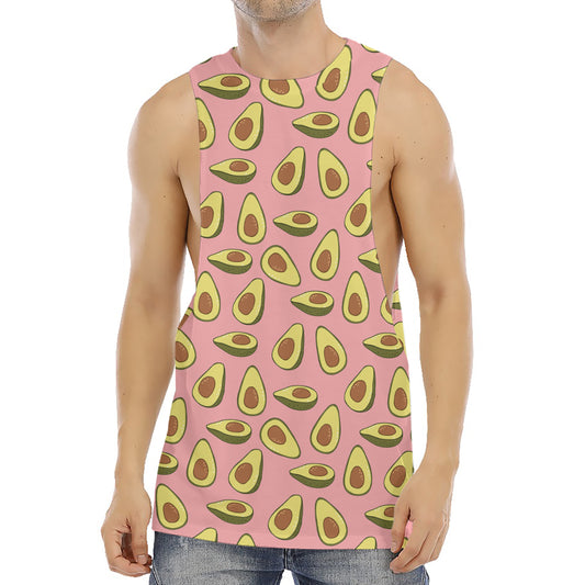 Cute Avocado Pattern Print Men's Muscle Tank Top