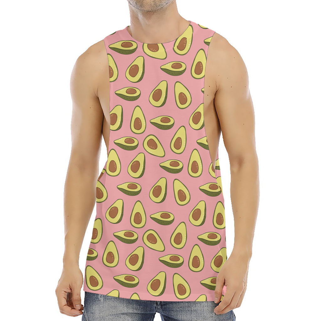 Cute Avocado Pattern Print Men's Muscle Tank Top