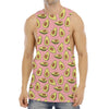 Cute Avocado Pattern Print Men's Muscle Tank Top