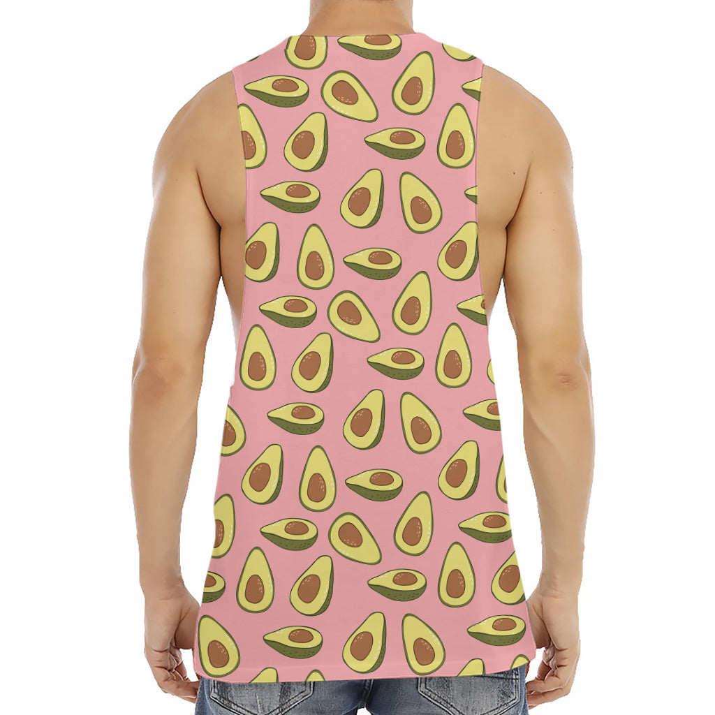 Cute Avocado Pattern Print Men's Muscle Tank Top