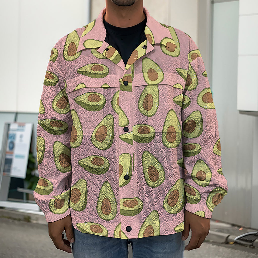 Cute Avocado Pattern Print Men's Shirt Jacket