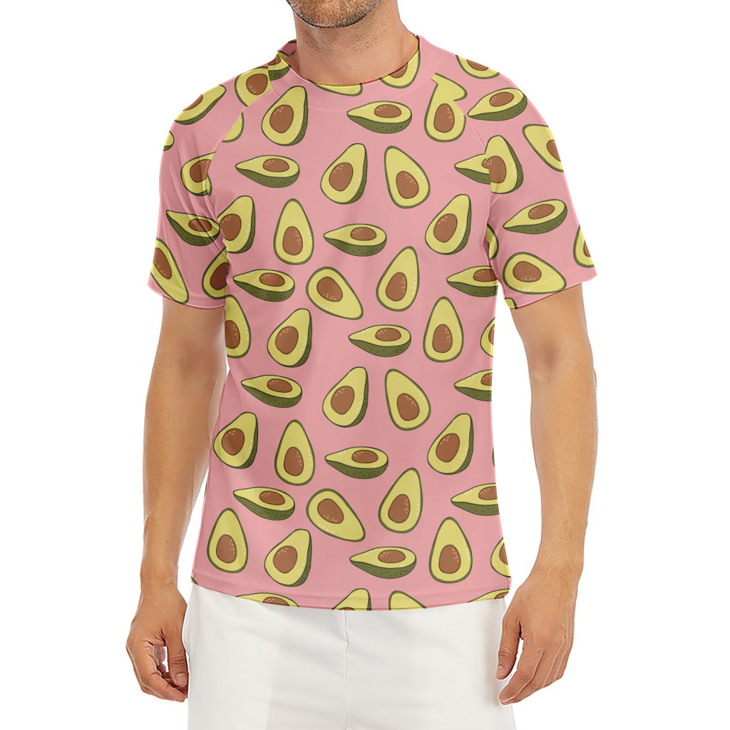 Cute Avocado Pattern Print Men's Short Sleeve Rash Guard