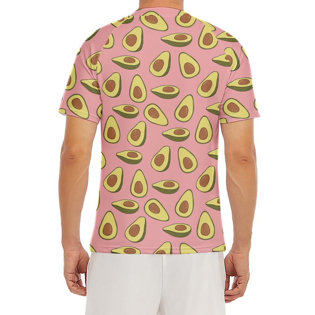 Cute Avocado Pattern Print Men's Short Sleeve Rash Guard