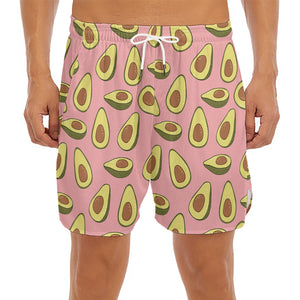 Cute Avocado Pattern Print Men's Split Running Shorts