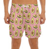 Cute Avocado Pattern Print Men's Split Running Shorts