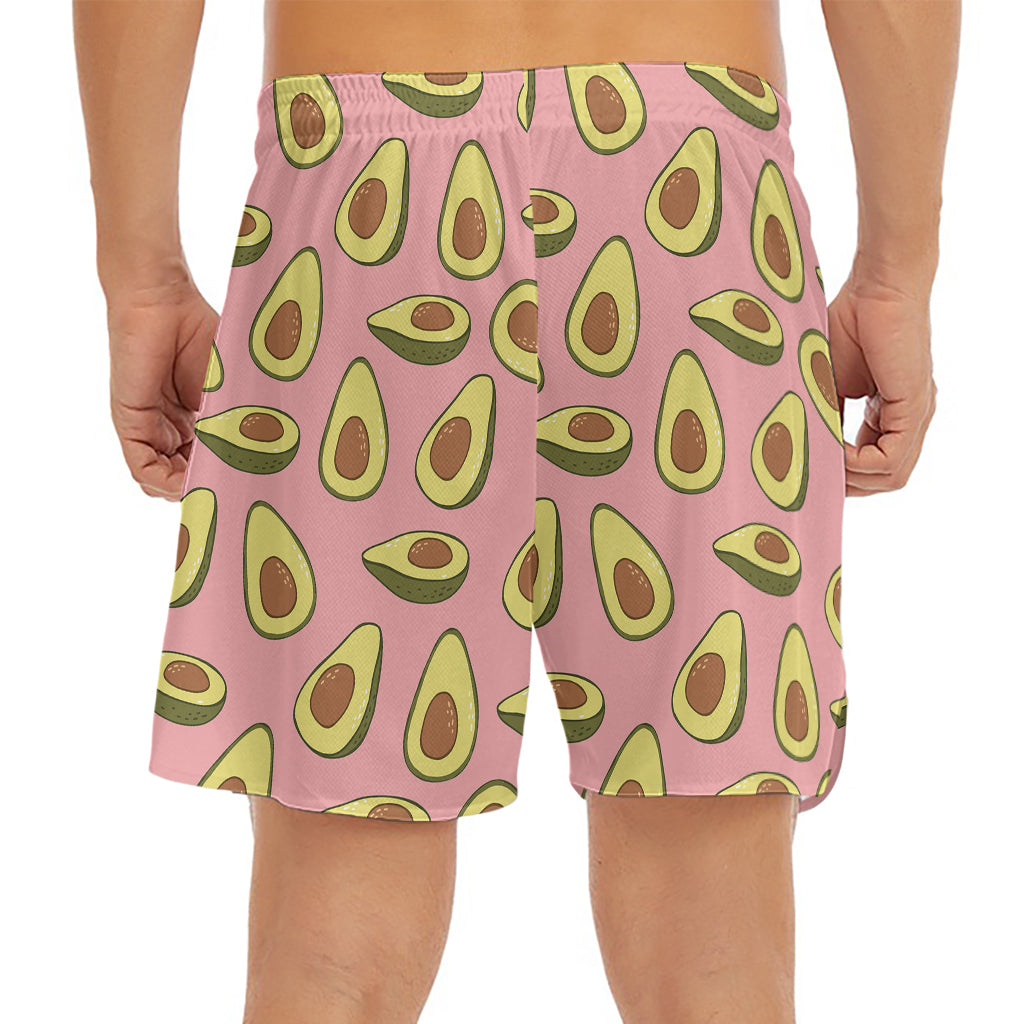 Cute Avocado Pattern Print Men's Split Running Shorts