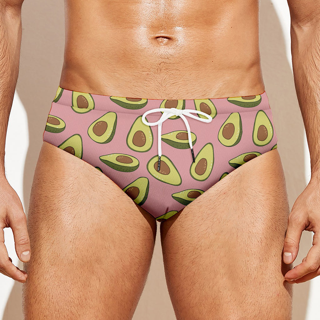 Cute Avocado Pattern Print Men's Swim Briefs