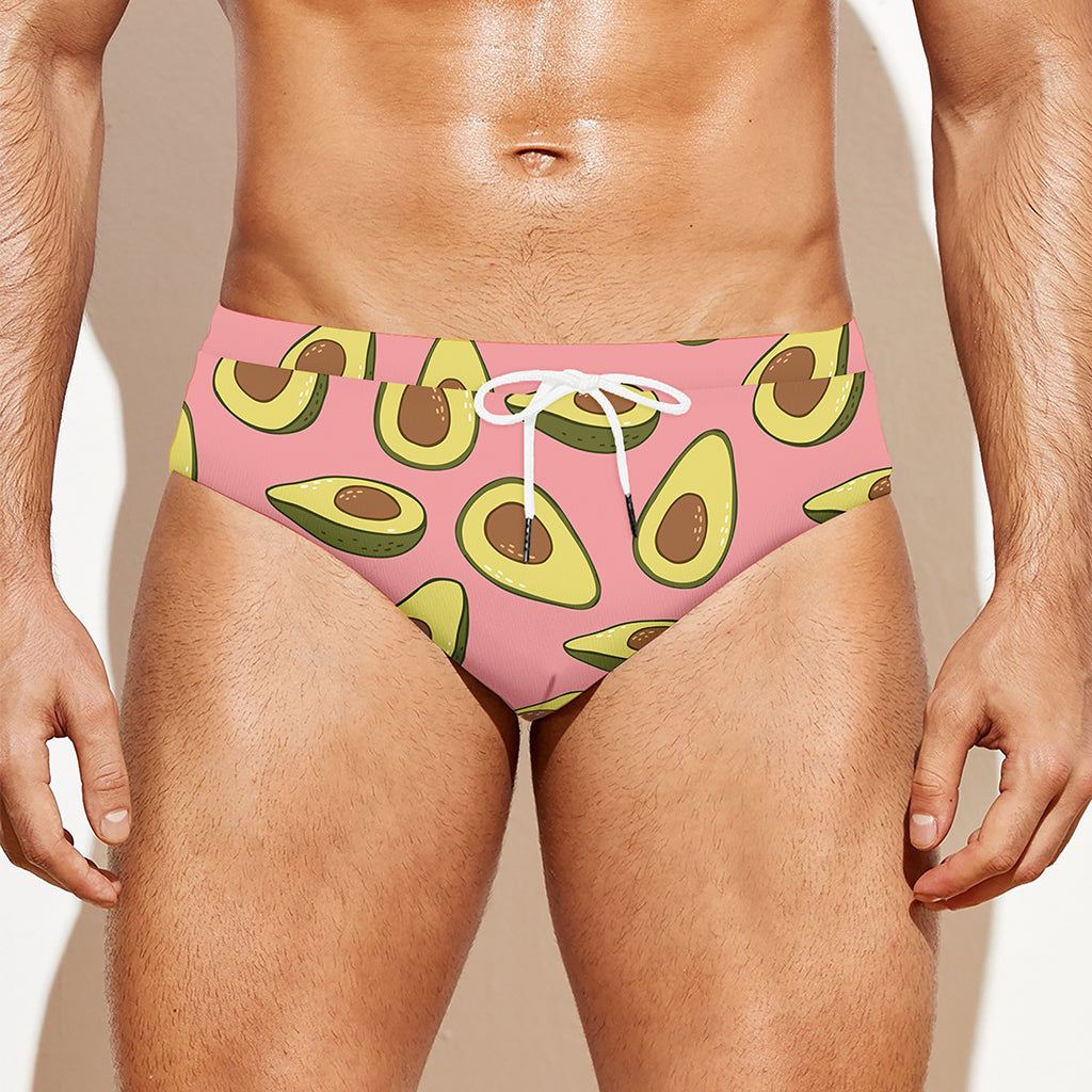 Cute Avocado Pattern Print Men's Swim Briefs
