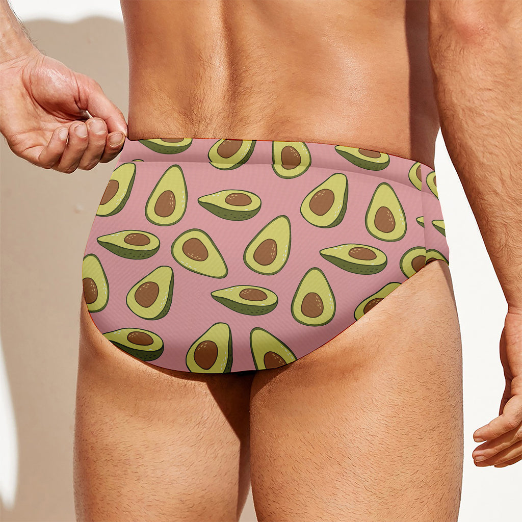 Cute Avocado Pattern Print Men's Swim Briefs