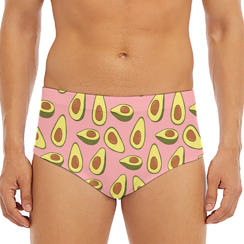 Cute Avocado Pattern Print Men's Triangle Swim Briefs