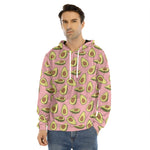 Cute Avocado Pattern Print Men's Velvet Pullover Hoodie