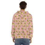 Cute Avocado Pattern Print Men's Velvet Pullover Hoodie