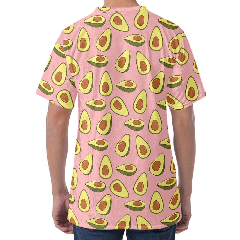 Cute Avocado Pattern Print Men's Velvet T-Shirt