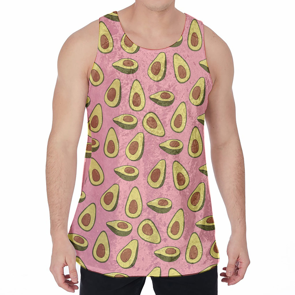 Cute Avocado Pattern Print Men's Velvet Tank Top