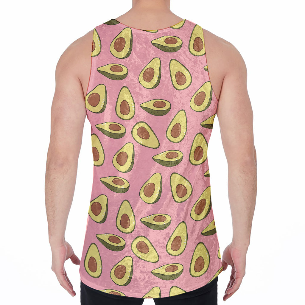 Cute Avocado Pattern Print Men's Velvet Tank Top