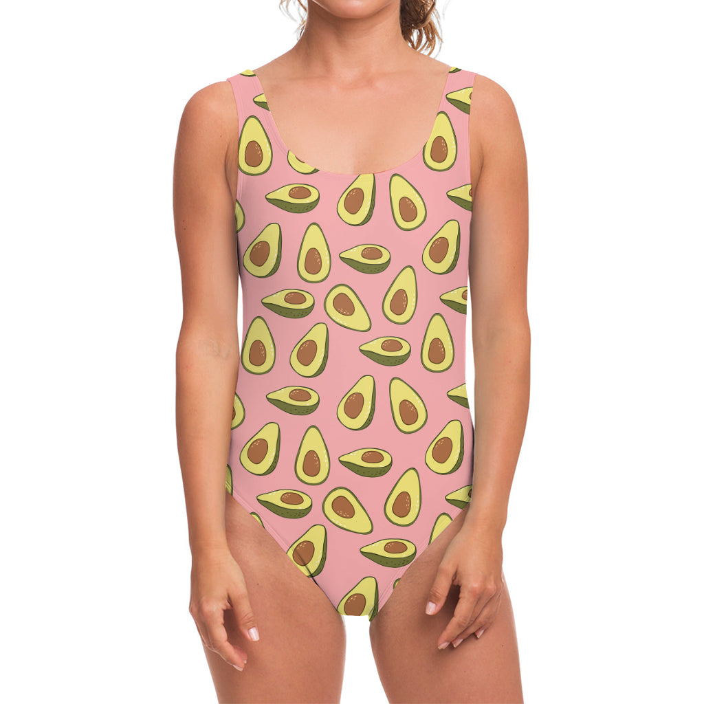 Cute Avocado Pattern Print One Piece Swimsuit