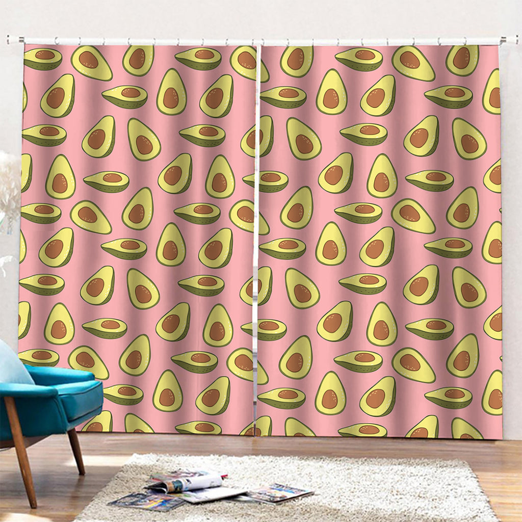 Cute Avocado Pattern Print Pencil Pleat Curtains