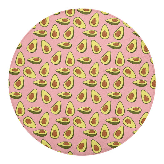 Cute Avocado Pattern Print Round Blanket