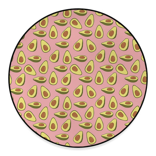 Cute Avocado Pattern Print Round Floor Mat