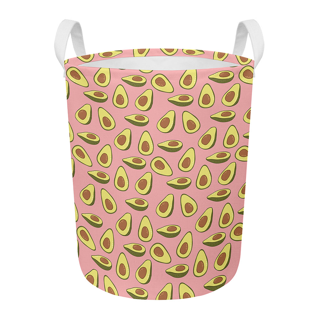 Cute Avocado Pattern Print Round Laundry Basket