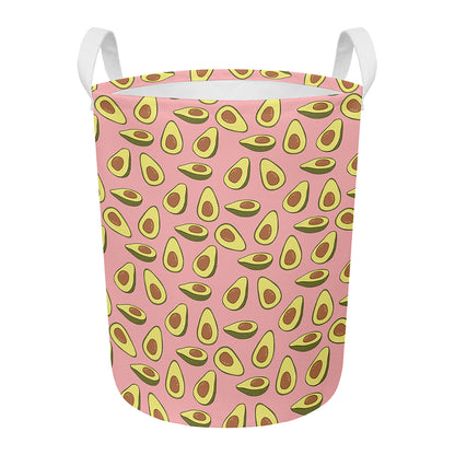 Cute Avocado Pattern Print Round Laundry Basket