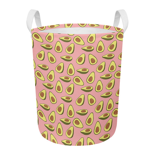 Cute Avocado Pattern Print Round Laundry Basket